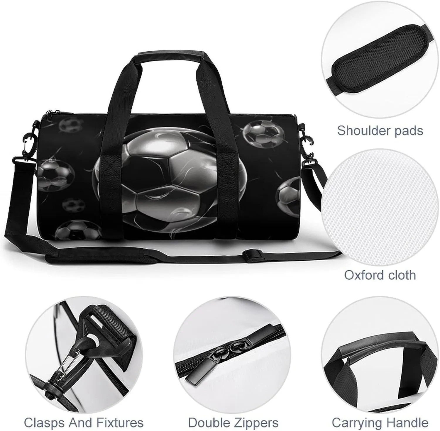 Gym Bag for Men Women Soccer Black Duffel Bag Overnight Bag with Compartment Gym Sackpac
