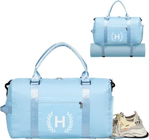 Gym Bag for Women, Personalized Duffle Bag with Shoe Compartment, Sports Bag for Yoga & Dance with Wet Pocket and Mat Strap