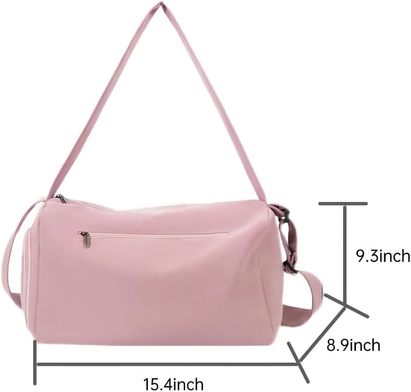 Gym Bag for Women with Shoe Compartment, Weekender Bag Travel Bag for Women, Dry-Wet Separation, Multifunctional Large Capacity and High-Density Oxford Fabric (Pink)
