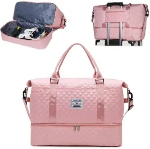 Gym Bag for Women with Shoe Compartment, Weekender Bag Travel Bag for Women, Dry-Wet Separation, Multifunctional Large Capacity and High-Density Oxford Fabric(Pink)