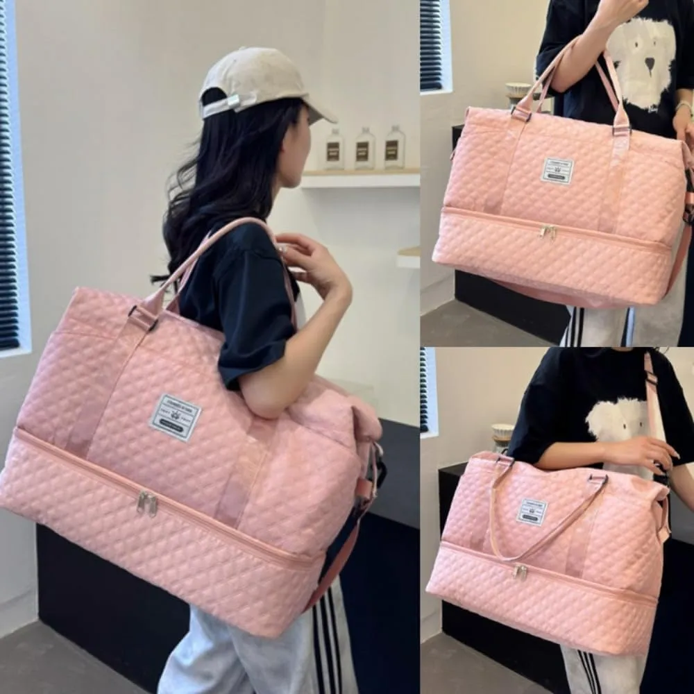 Gym Bag for Women with Shoe Compartment, Weekender Bag Travel Bag for Women, Dry-Wet Separation, Multifunctional Large Capacity and High-Density Oxford Fabric(Pink)