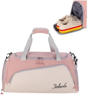 Gym Bag for Women with Shoe Compartment, Weekender Bag Travel Bag for Women,Dry-Wet Separation, Multifunctional Large Capacity and Premium Oxford Fabric (Pink)