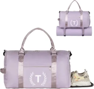 Gym Bag with Shoe Compartment - Personalized Monogrammed Duffle for Sports, Travel, and Workout with Initials
