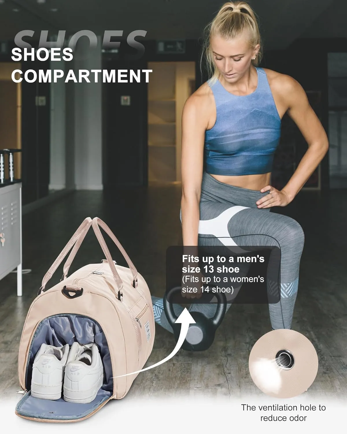 Gym Bag Womens Mens with Shoes Compartment and Wet Pocket Travel Duffel Bag for Women for Plane Sport Gym Tote Bags Swimming Yoga Waterproof Weekend Overnight Carry on Bag Hospital Holdalls