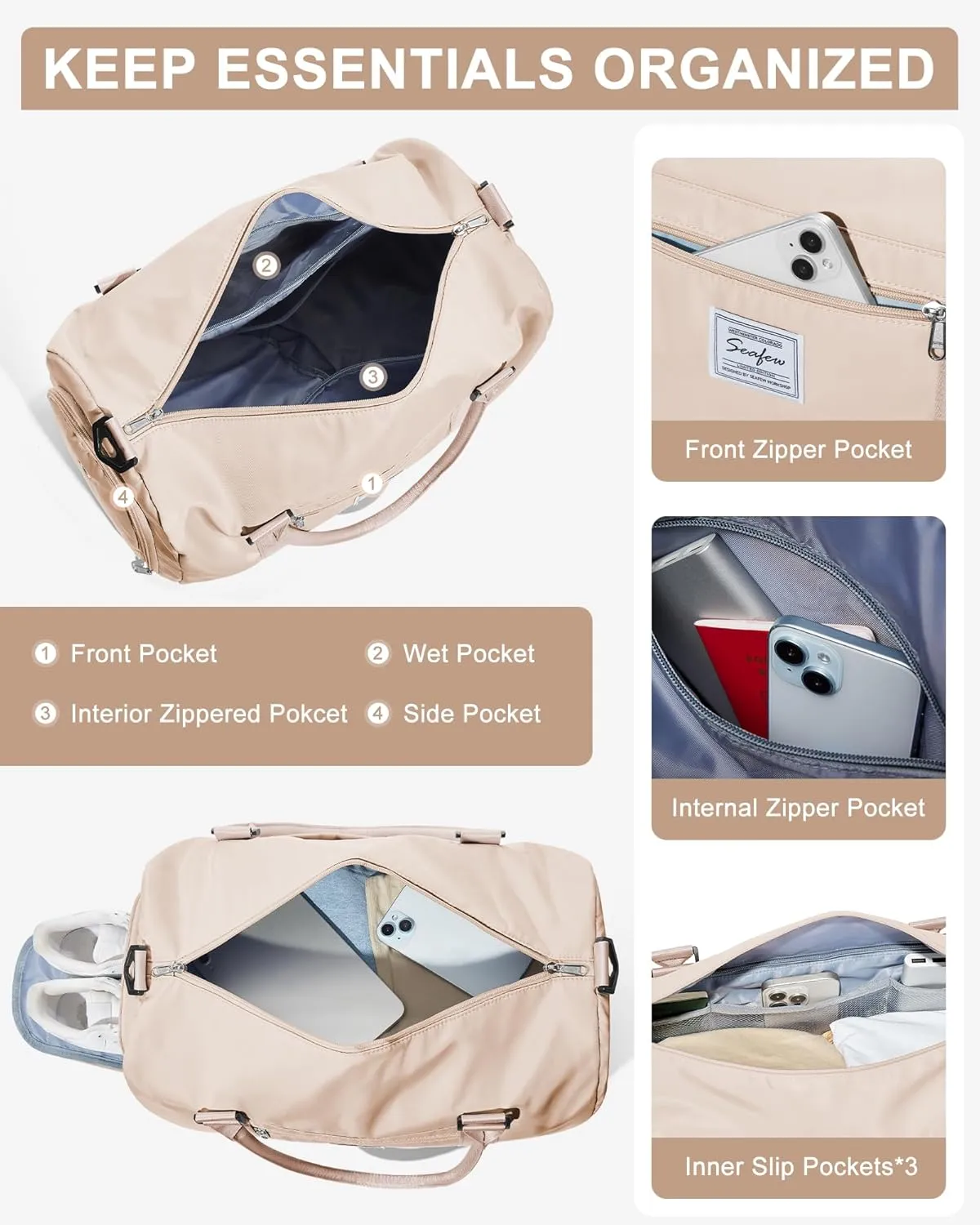 Gym Bag Womens Mens with Shoes Compartment and Wet Pocket Travel Duffel Bag for Women for Plane Sport Gym Tote Bags Swimming Yoga Waterproof Weekend Overnight Carry on Bag Hospital Holdalls