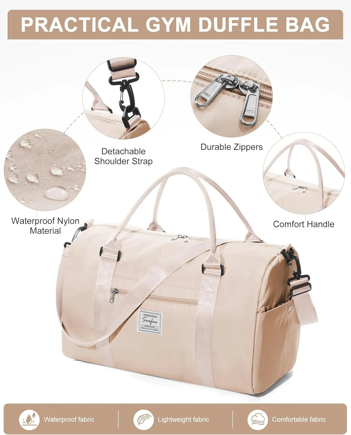 Gym Bag Womens Mens with Shoes Compartment and Wet Pocket Travel Duffel Bag for Women for Plane Sport Gym Tote Bags Swimming Yoga Waterproof Weekend Overnight Carry on Bag Hospital Holdalls