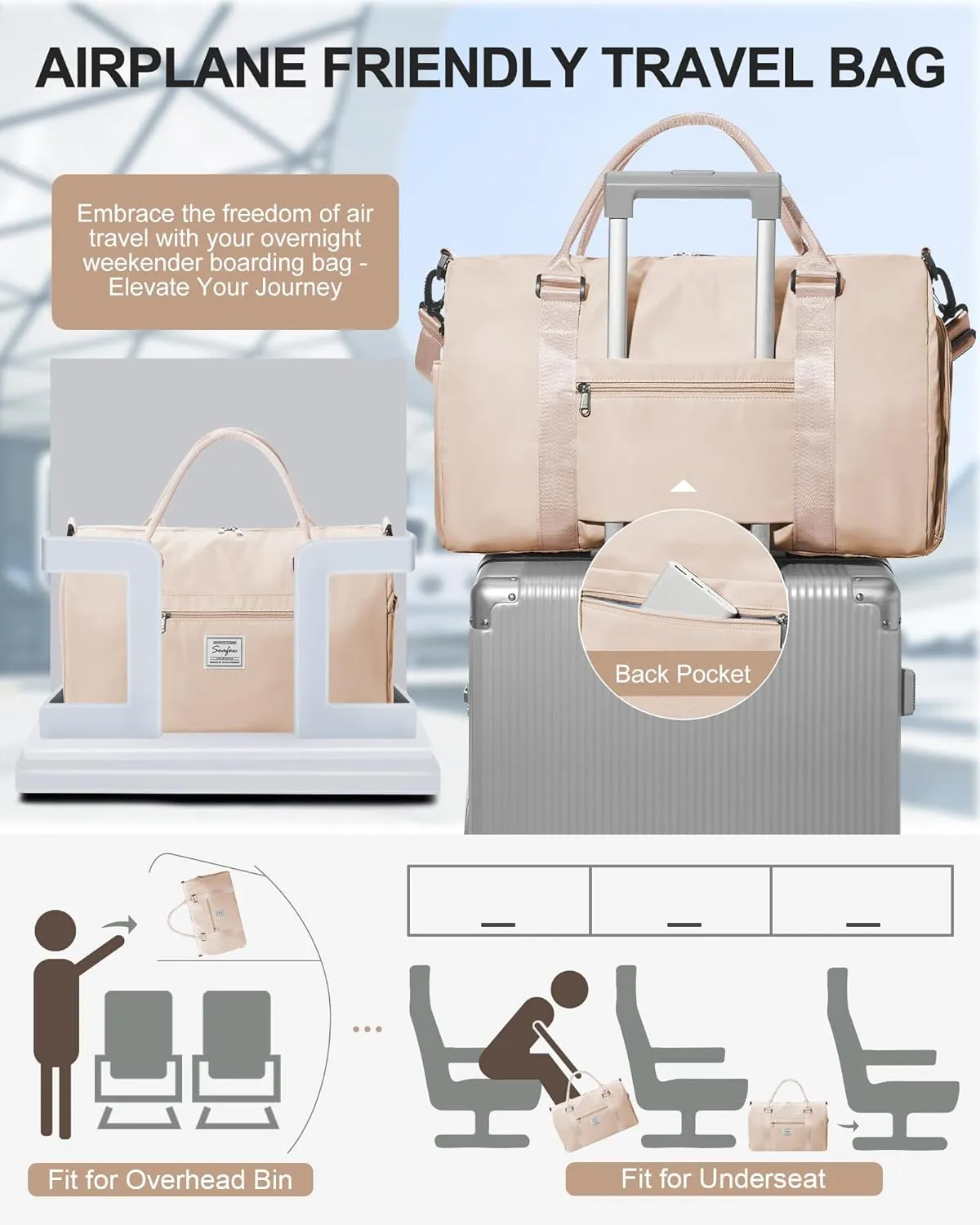 Gym Bag Womens Mens with Shoes Compartment and Wet Pocket Travel Duffel Bag for Women for Plane Sport Gym Tote Bags Swimming Yoga Waterproof Weekend Overnight Carry on Bag Hospital Holdalls