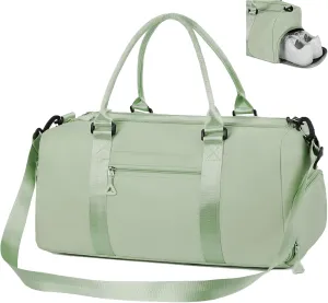 Gym Bag Womens Mens with Shoes Compartment and Wet Pocket,Travel Duffel Bag for Plane,Sport Gym Tote Bags Swimming Yoga,Waterproof Weekend Overnight Carry on Bag Hospital Holdalls (Green)