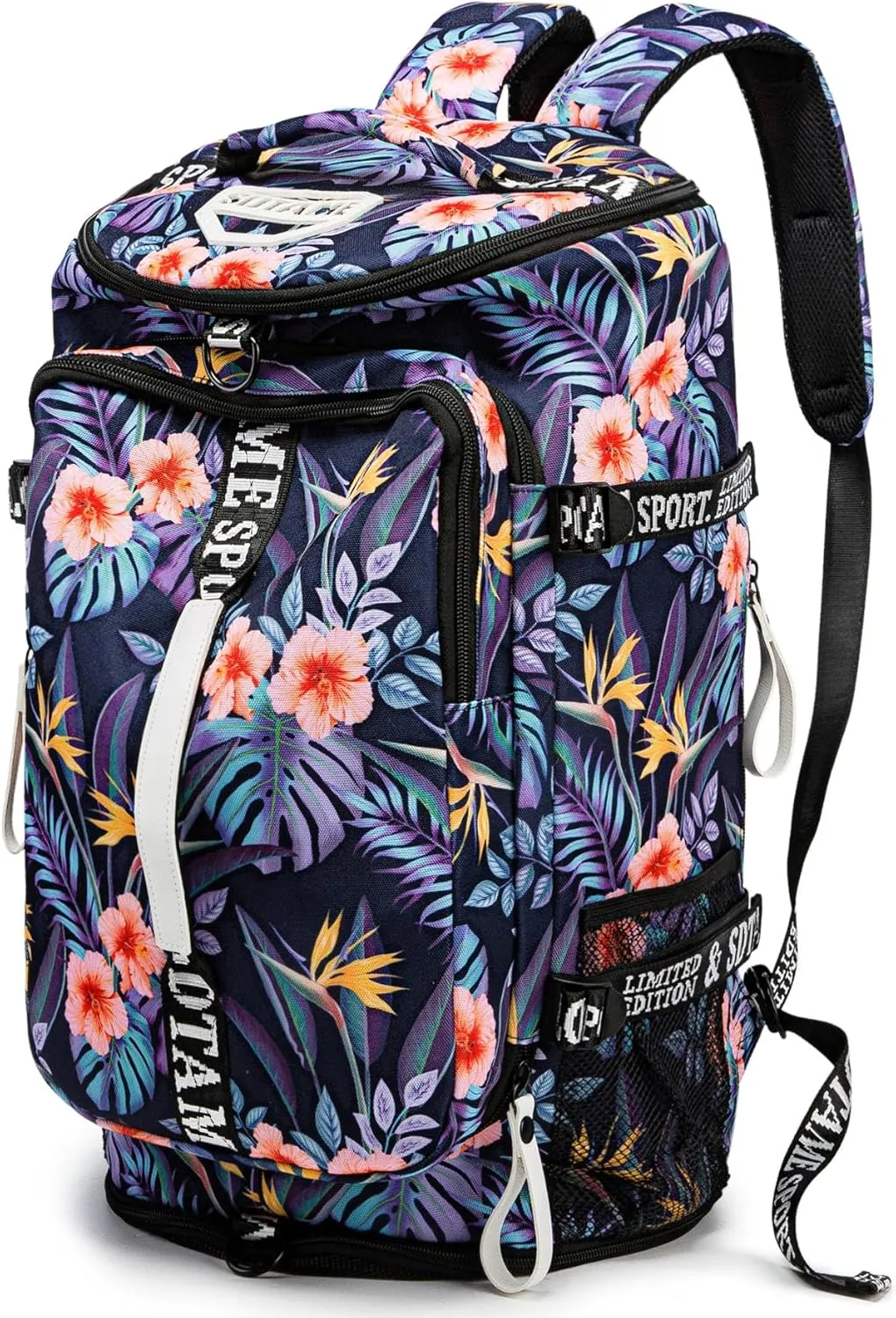 Gym Duffle Bag Backpack with Shoe Compartment,4 ways Travel Backpack for Women and Men,Multi-Functional Weekender bag with Waterproof Layer&Laptop Compartment for Fitness, Travel,Camping