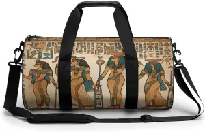 Gym Duffle Bag,Women in Ancient Egypt Print Sport Gym Bag,cylindrical Fitness Bag,duffle Travel Bag for Men Women