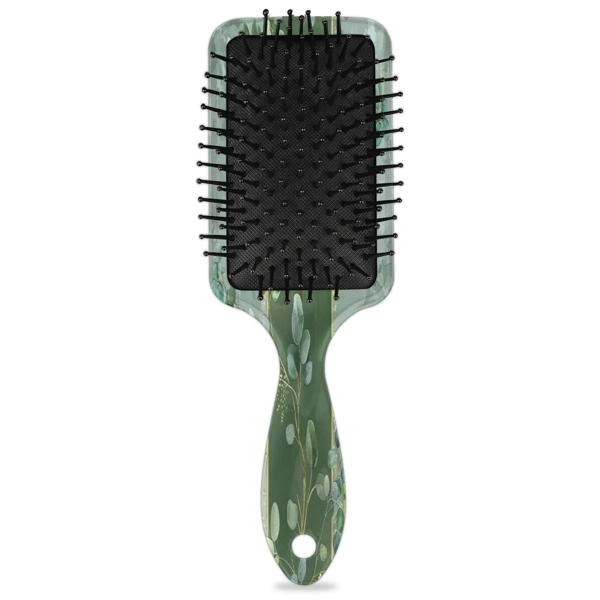 Hair Brush, Eucalyptus Leaves Curly Brush, All Hair Types, Ultra-Soft Bristles Glide Through Tangles with Ease, Curly Dry Wet Hair Comb for Men Women, Green Leaves
