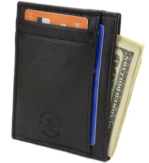Hammer Anvil Minimalist Front Pocket Wallet RFID Blocking Thin Leather Card Case / Color Black