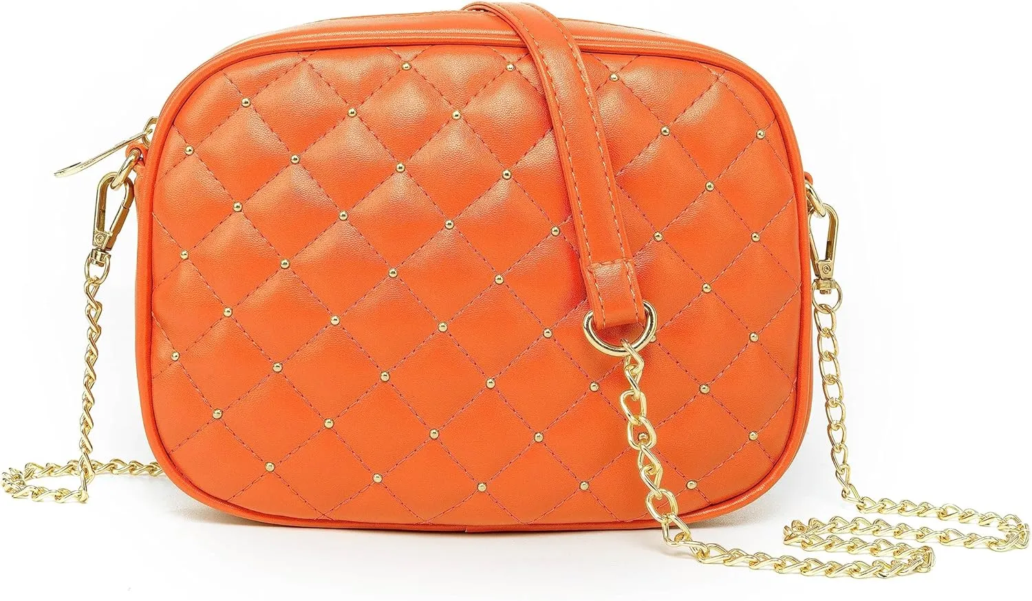 Hanbella Cross body Clutch Purses for Women & Teens - Cute Small Quilted Leather Shoulder Bag with Gold Chain for Girls