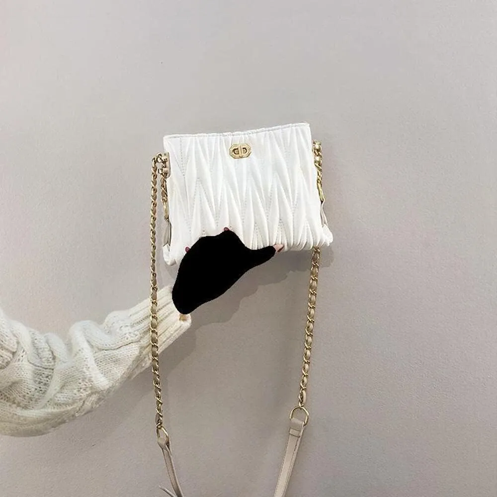 Hanbella Cross body Clutch Purses for Women & Teens - Cute Small Quilted Leather Shoulder Bag with Gold Chain for Girls