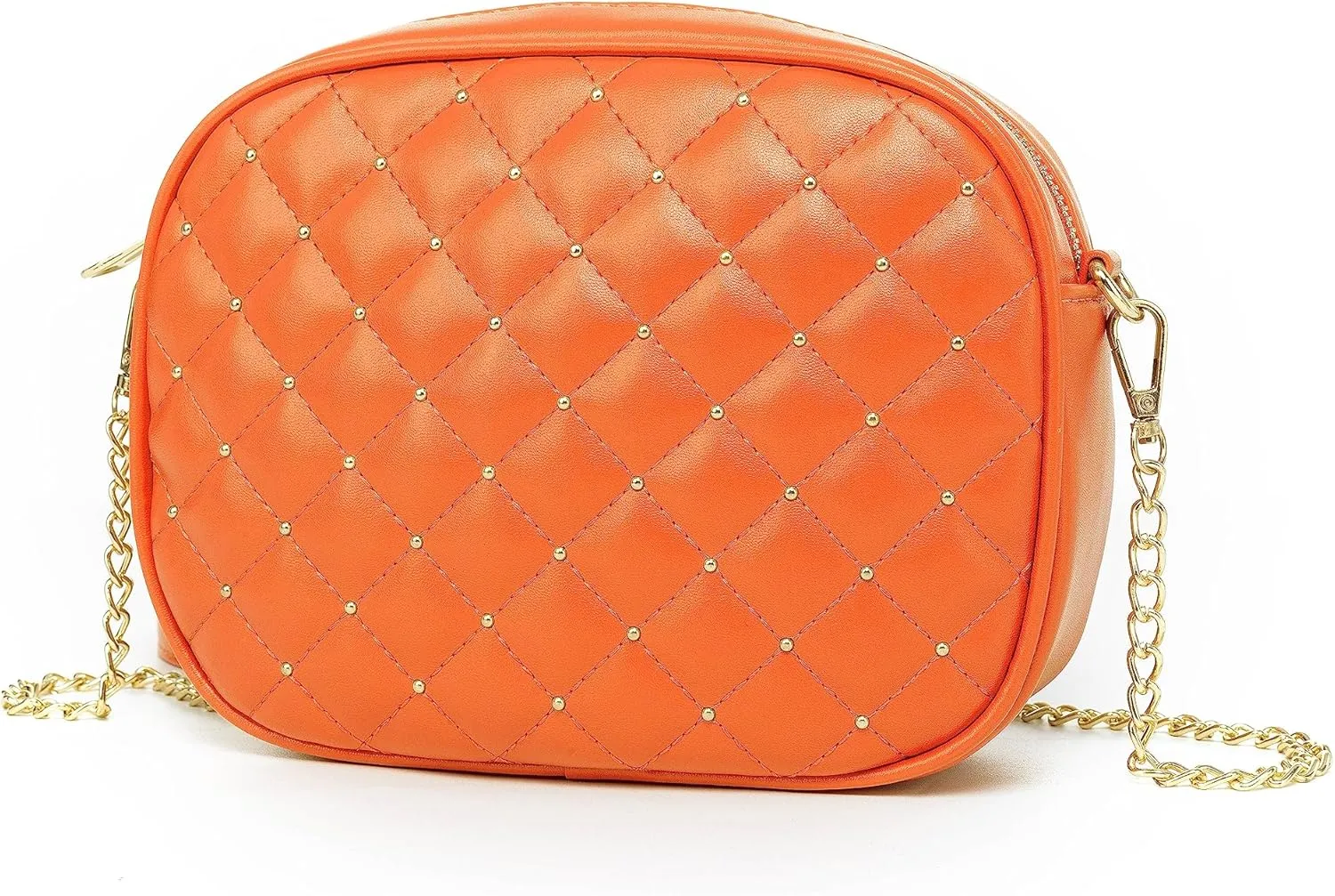 Hanbella Cross body Clutch Purses for Women & Teens - Cute Small Quilted Leather Shoulder Bag with Gold Chain for Girls