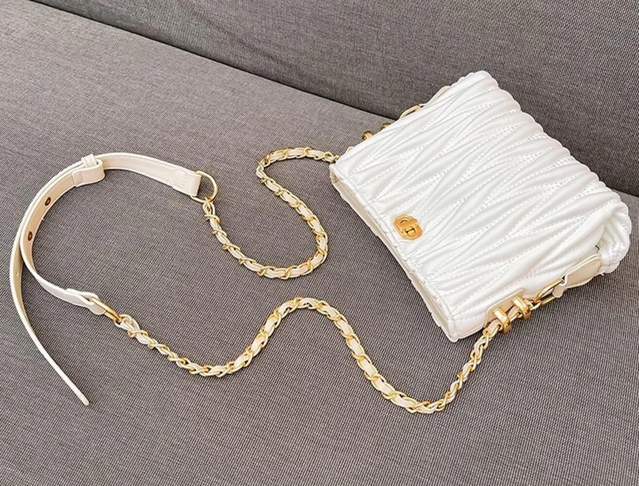 Hanbella Cross body Clutch Purses for Women & Teens - Cute Small Quilted Leather Shoulder Bag with Gold Chain for Girls