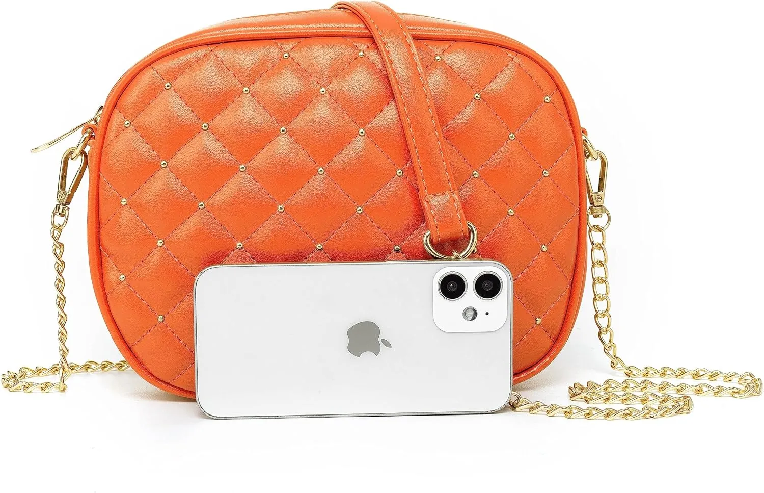 Hanbella Cross body Clutch Purses for Women & Teens - Cute Small Quilted Leather Shoulder Bag with Gold Chain for Girls