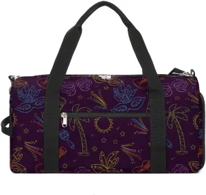 Hand Drawn Colorful Carnival Pattern Sports Tote Gym Bag for Women Men, Overnight Bag with Shoe Compartment Water Resistant