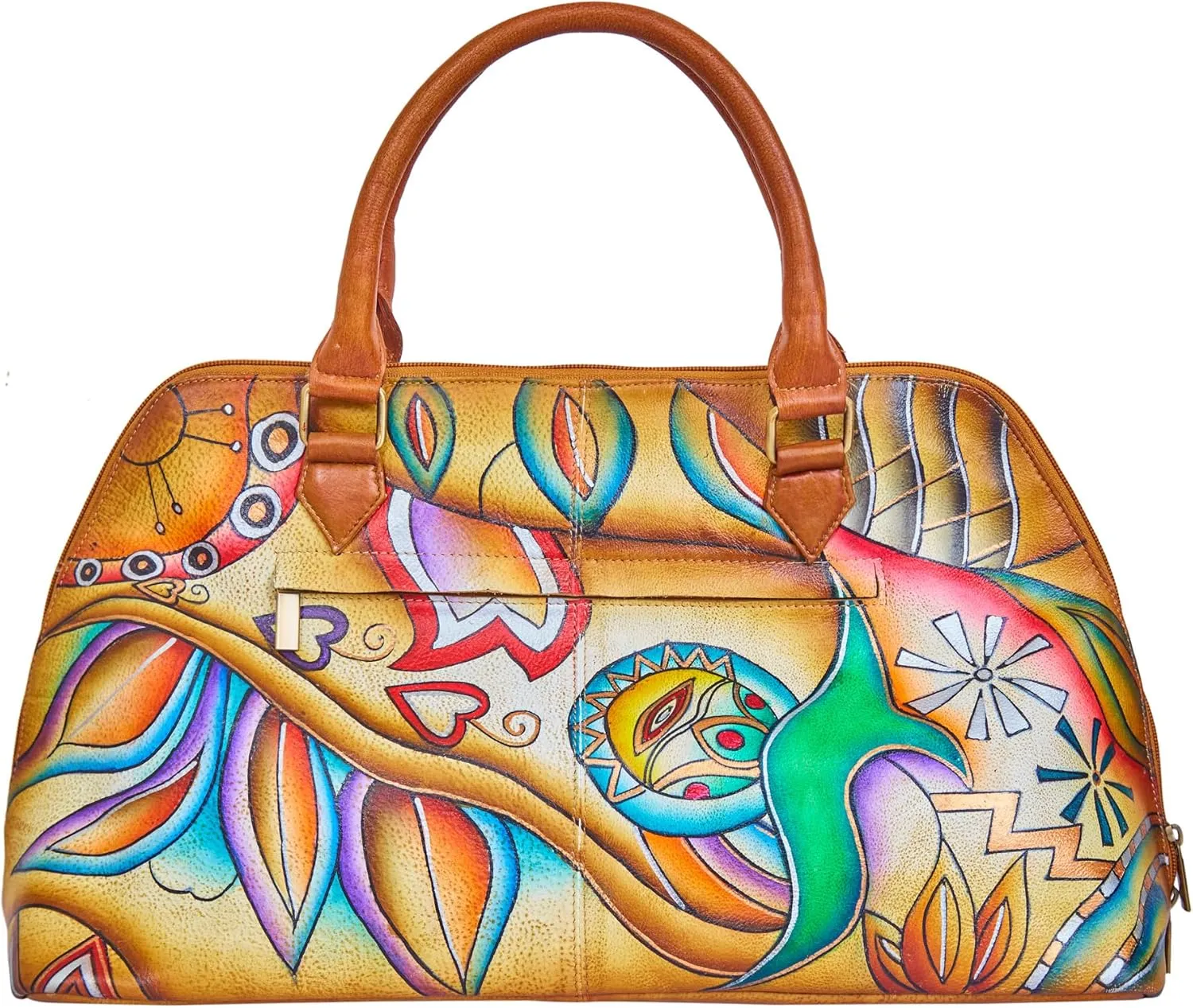 Handbag Multi Compartment Abstract hand painted Bag