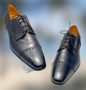 Handmade Blue Leather Formal Dress Shoes for Men