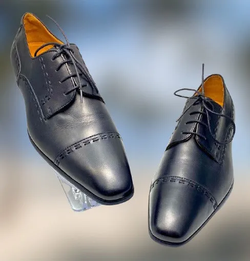 Handmade Blue Leather Formal Dress Shoes for Men