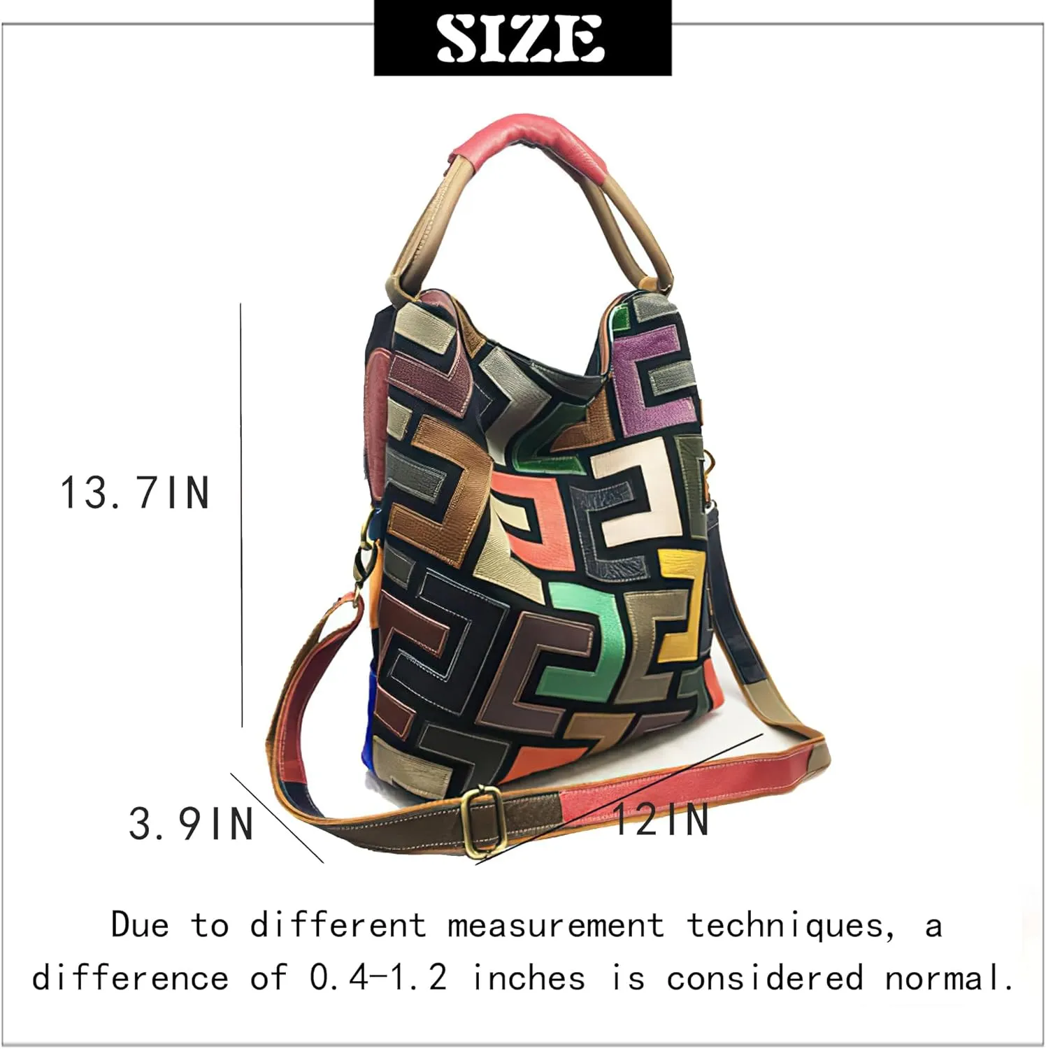 Handmade Cowhide Multi-color Block Random Stitching Unique Style Women's Bag - Crossbody, Shoulder and Handheld