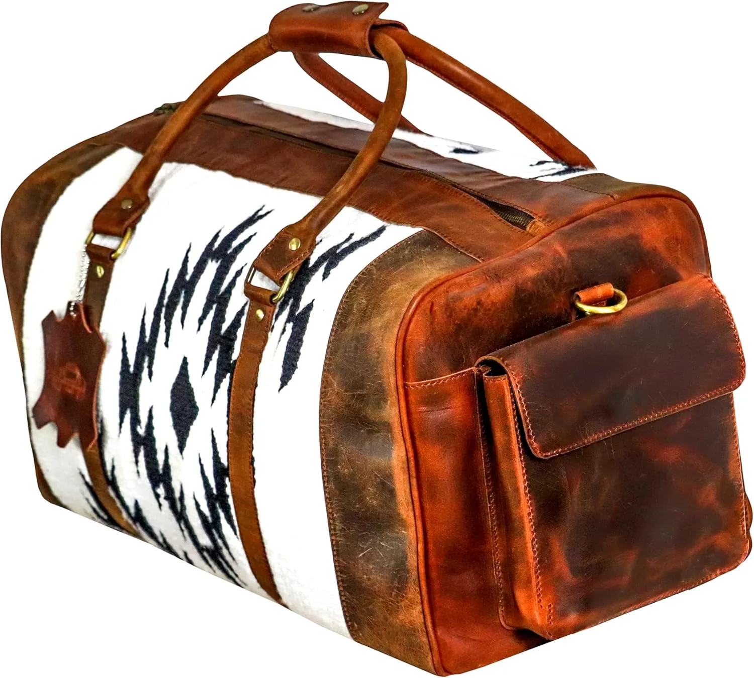 Handmade Duffle Bag leather heavy duty Gym Sports Airplane Overnight Luggage Carry On Unisex Travel Hand Rug Gift for His/Her (Excluding Shoe Compartment, Rug Duffle Bag ESC_06)