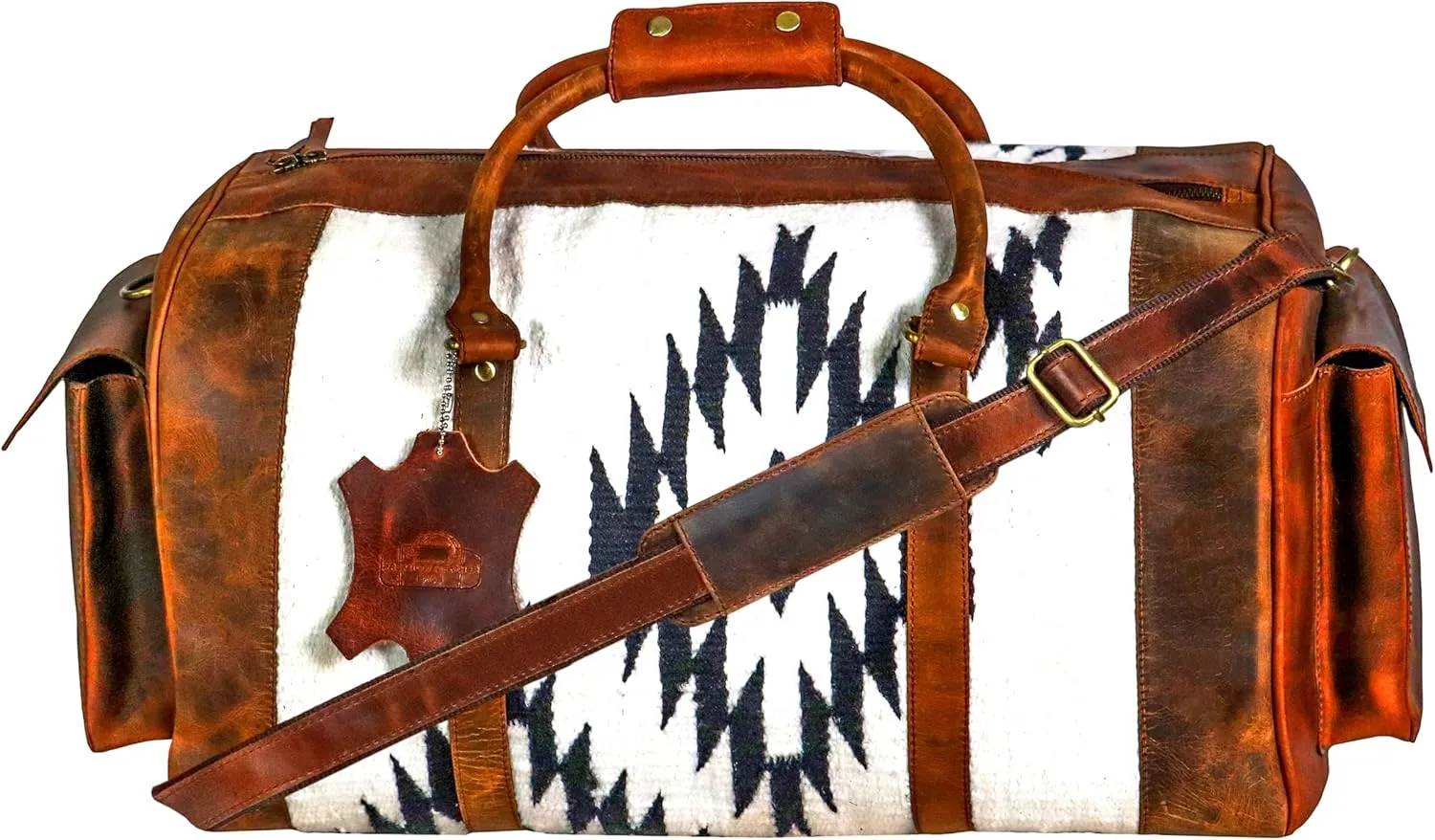 Handmade Duffle Bag leather heavy duty Gym Sports Airplane Overnight Luggage Carry On Unisex Travel Hand Rug Gift for His/Her (Excluding Shoe Compartment, Rug Duffle Bag ESC_06)