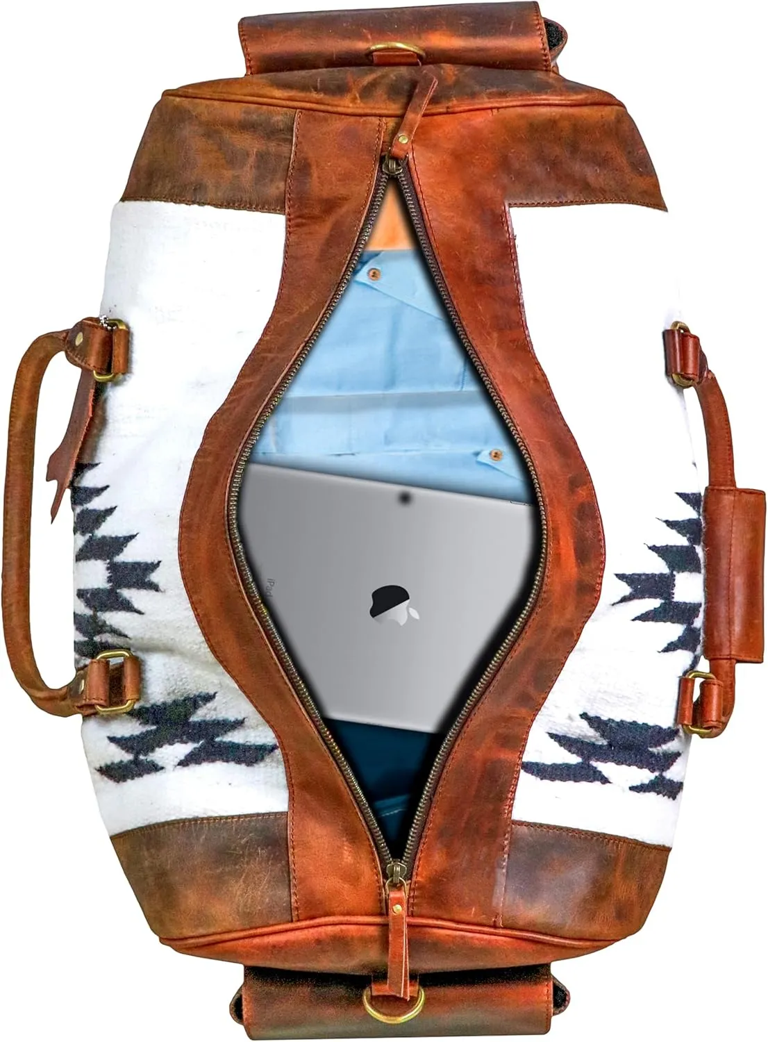 Handmade Duffle Bag leather heavy duty Gym Sports Airplane Overnight Luggage Carry On Unisex Travel Hand Rug Gift for His/Her (Excluding Shoe Compartment, Rug Duffle Bag ESC_06)