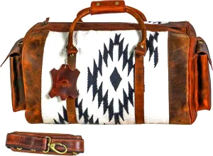 Handmade Duffle Bag leather heavy duty Gym Sports Airplane Overnight Luggage Carry On Unisex Travel Hand Rug Gift for His/Her (Excluding Shoe Compartment, Rug Duffle Bag ESC_06)