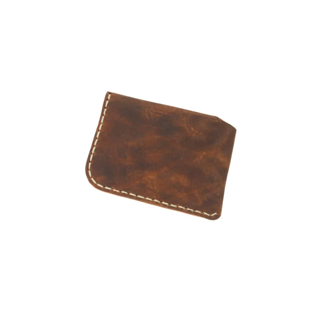 Handmade genuine leather retro deep brown card bag zero wallet
