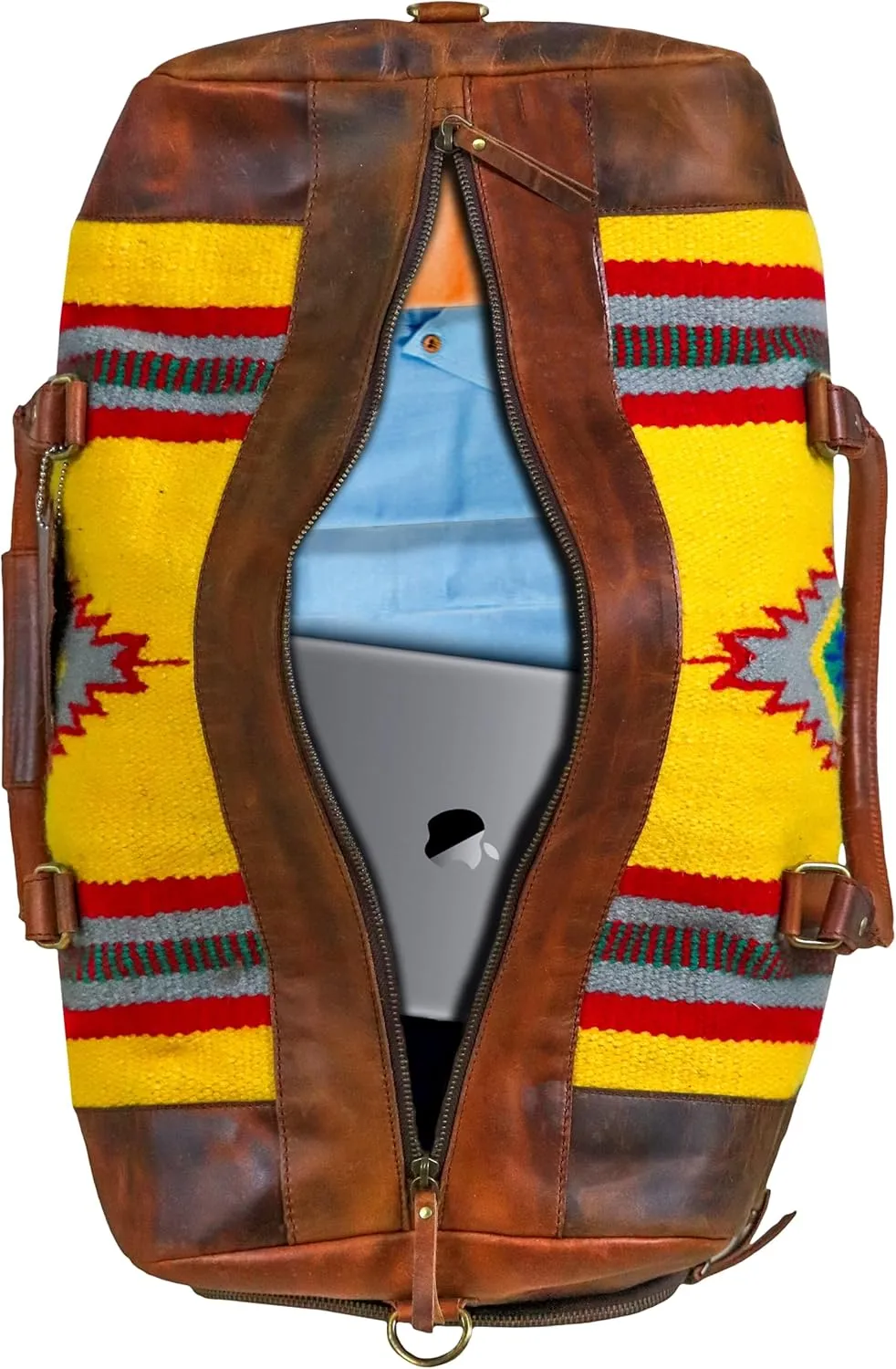 Handmade Premium Duffle Bag leather heavy duty Gym Sports Airplane Overnight Luggage Carry On Unisex Travel woven Rug Bag Wollen Bag Gift for His/Her (RUG DUFFLE BAG ARTICLE_07)