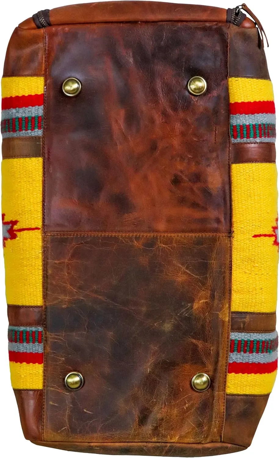 Handmade Premium Duffle Bag leather heavy duty Gym Sports Airplane Overnight Luggage Carry On Unisex Travel woven Rug Bag Wollen Bag Gift for His/Her (RUG DUFFLE BAG ARTICLE_07)