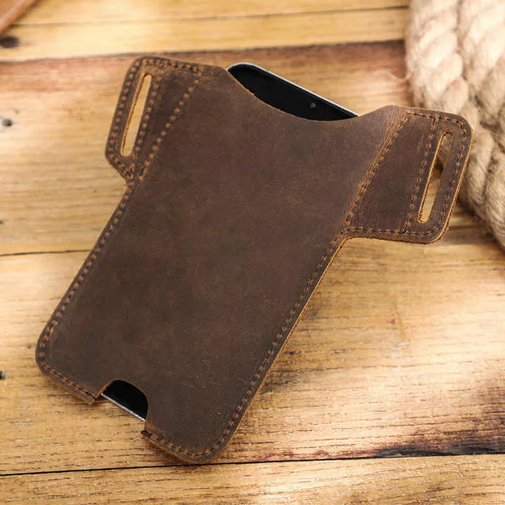 Handmade Retro Minimalist Leather Phone Case with Magnetic Closure