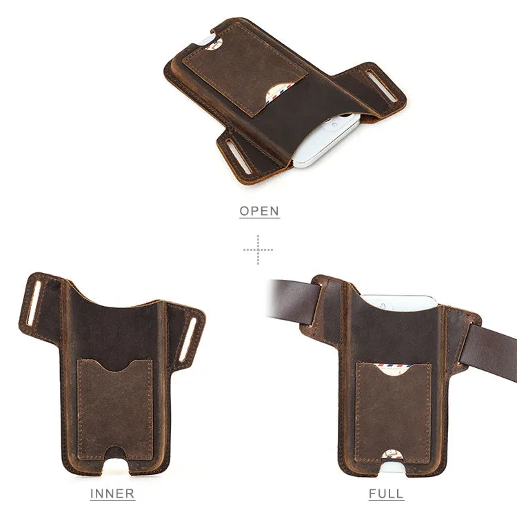 Handmade Retro Minimalist Leather Phone Case with Magnetic Closure