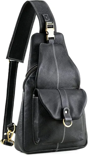 Handmade World Genuine Leather Crossbody Backpack Chest Shoulder Sling Bag Travel Hiking for Men Purse Daypack