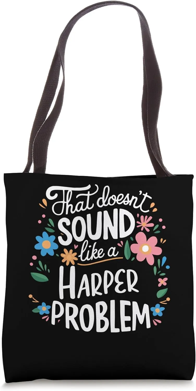Harper Personalized Cute Flower Girls Harper Name Tote Bag