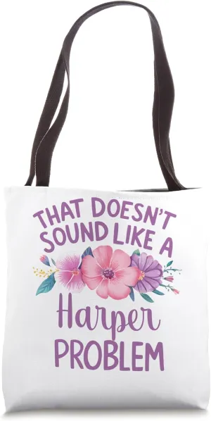 Harper Personalized Cute Flower Girls Harper Name Tote Bag
