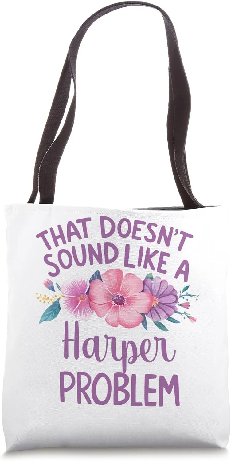 Harper Personalized Cute Flower Girls Harper Name Tote Bag