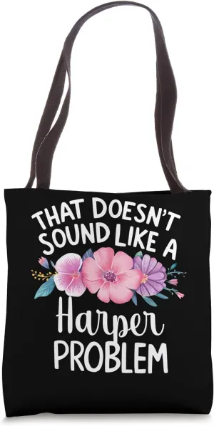 HARPER Personalized Cute Flower Girls HARPER Name Tote Bag