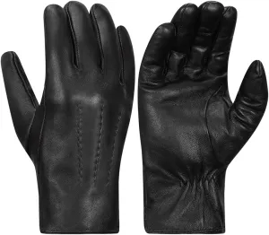 Harssidanzar Leather Gloves for Men,Winter Rabbit Fur Lined Soft Genuine Leather Gloves KM047US