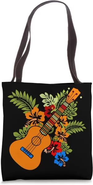 Hawaii Floral Uke Ukulele - Flower Aloha Ukulele Tote Bag