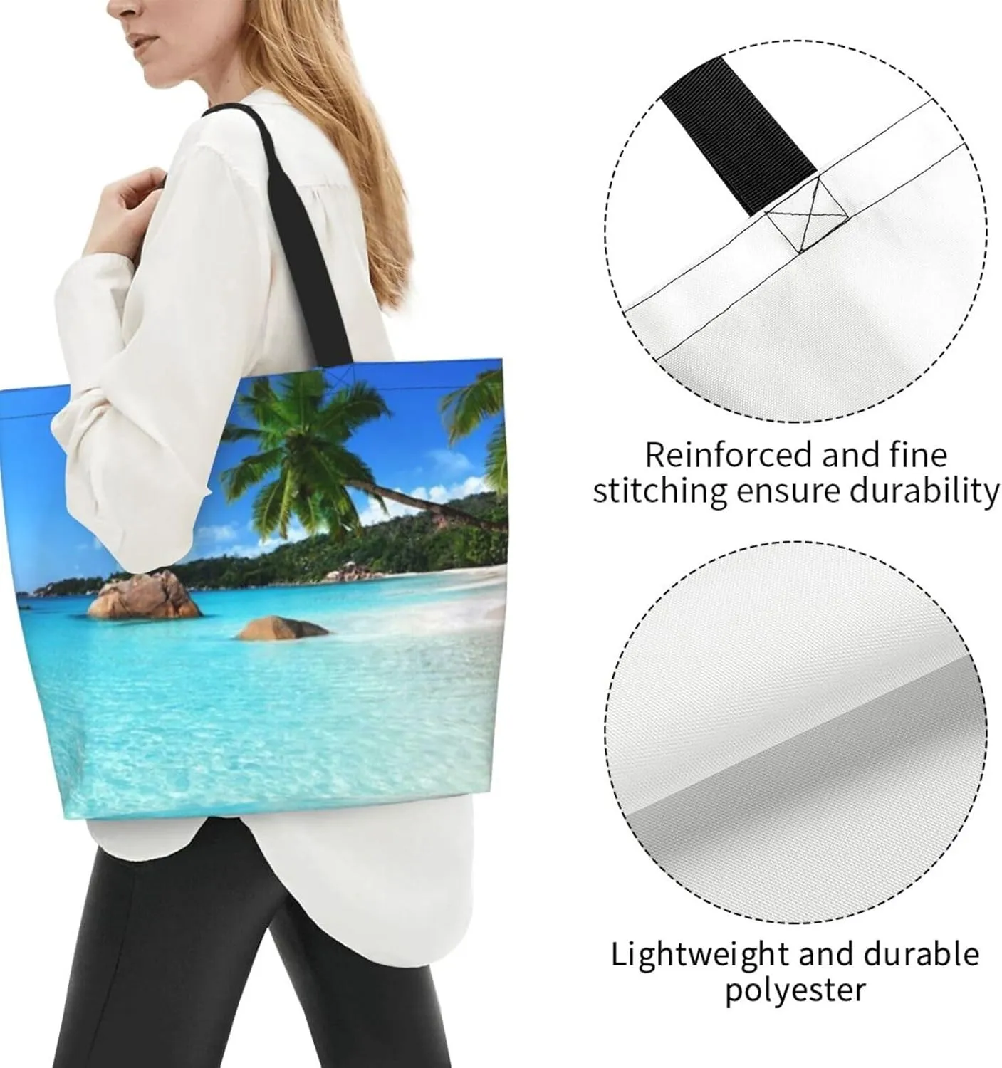 Hawaii Flower Jellyfish Grocery Bag Hawaii Shopping Bag Handbag Beach Grocery Bags Tote Bag Canvas Bag