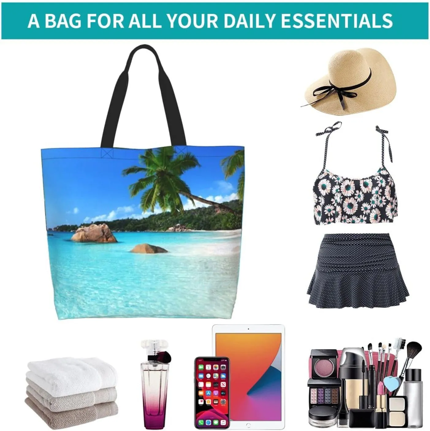 Hawaii Flower Jellyfish Grocery Bag Hawaii Shopping Bag Handbag Beach Grocery Bags Tote Bag Canvas Bag