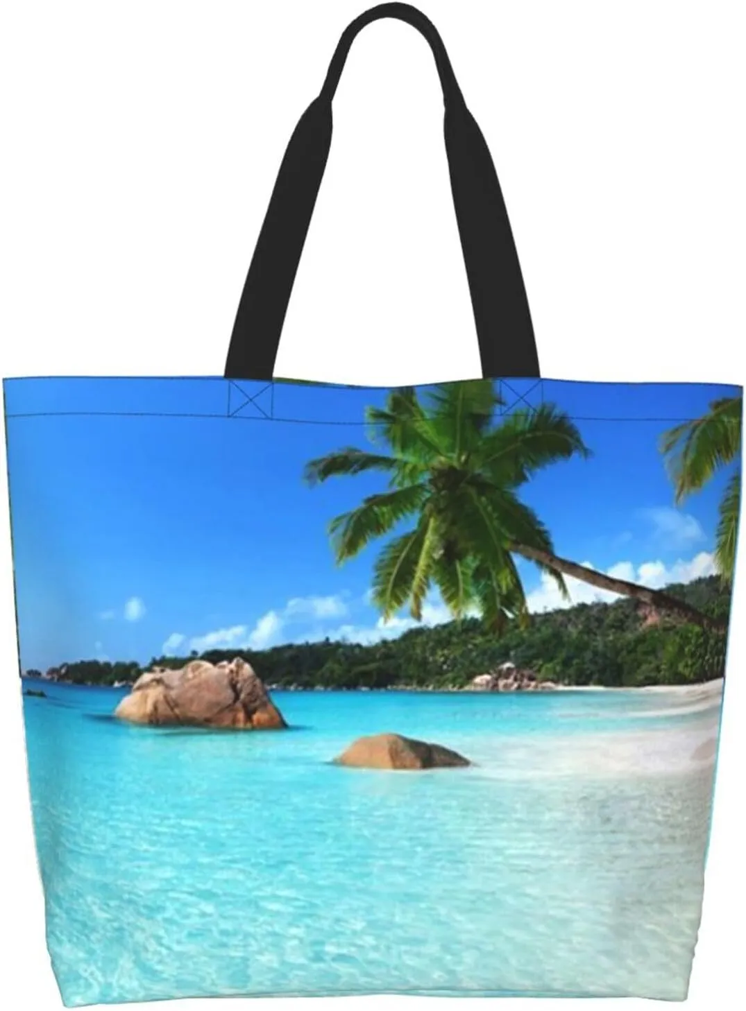 Hawaii Flower Jellyfish Grocery Bag Hawaii Shopping Bag Handbag Beach Grocery Bags Tote Bag Canvas Bag