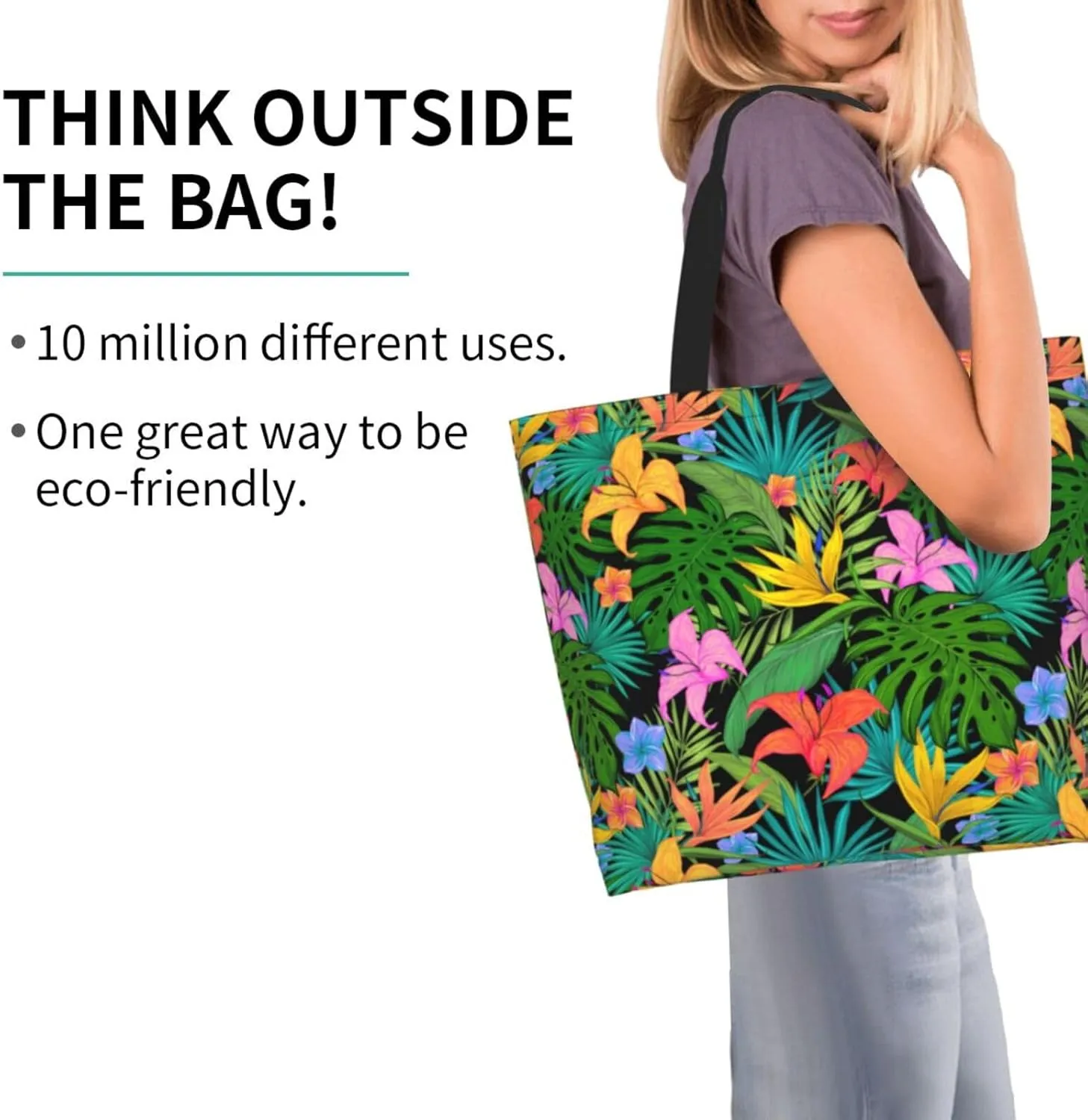Hawaii Hawaiian Flower Tote Bag Reusable Shopping Bag Grocery Bags Fashion Shoulder Bag for Women Men