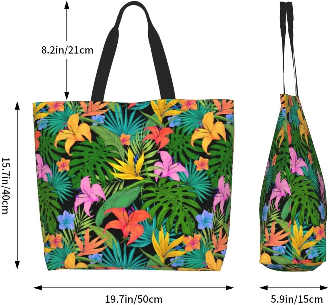 Hawaii Hawaiian Flower Tote Bag Reusable Shopping Bag Grocery Bags Fashion Shoulder Bag for Women Men