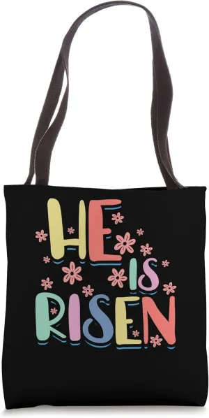 He Is Risen Flower God Worshipper Faith Jesus Christ Tote Bag
