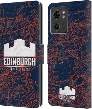 Head Case Designs Officially Licensed Edinburgh Rugby Map Graphics Leather Book Wallet Case Cover Compatible with Motorola Moto Edge 40