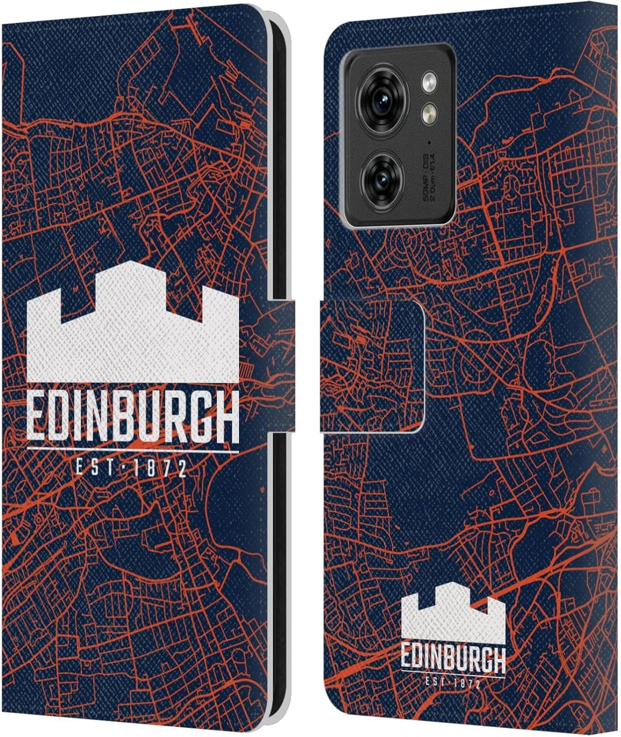 Head Case Designs Officially Licensed Edinburgh Rugby Map Graphics Leather Book Wallet Case Cover Compatible with Motorola Moto Edge 40